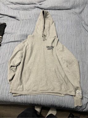 Gallery Dept Light Gray Crewneck Hoodie with Chest Logo